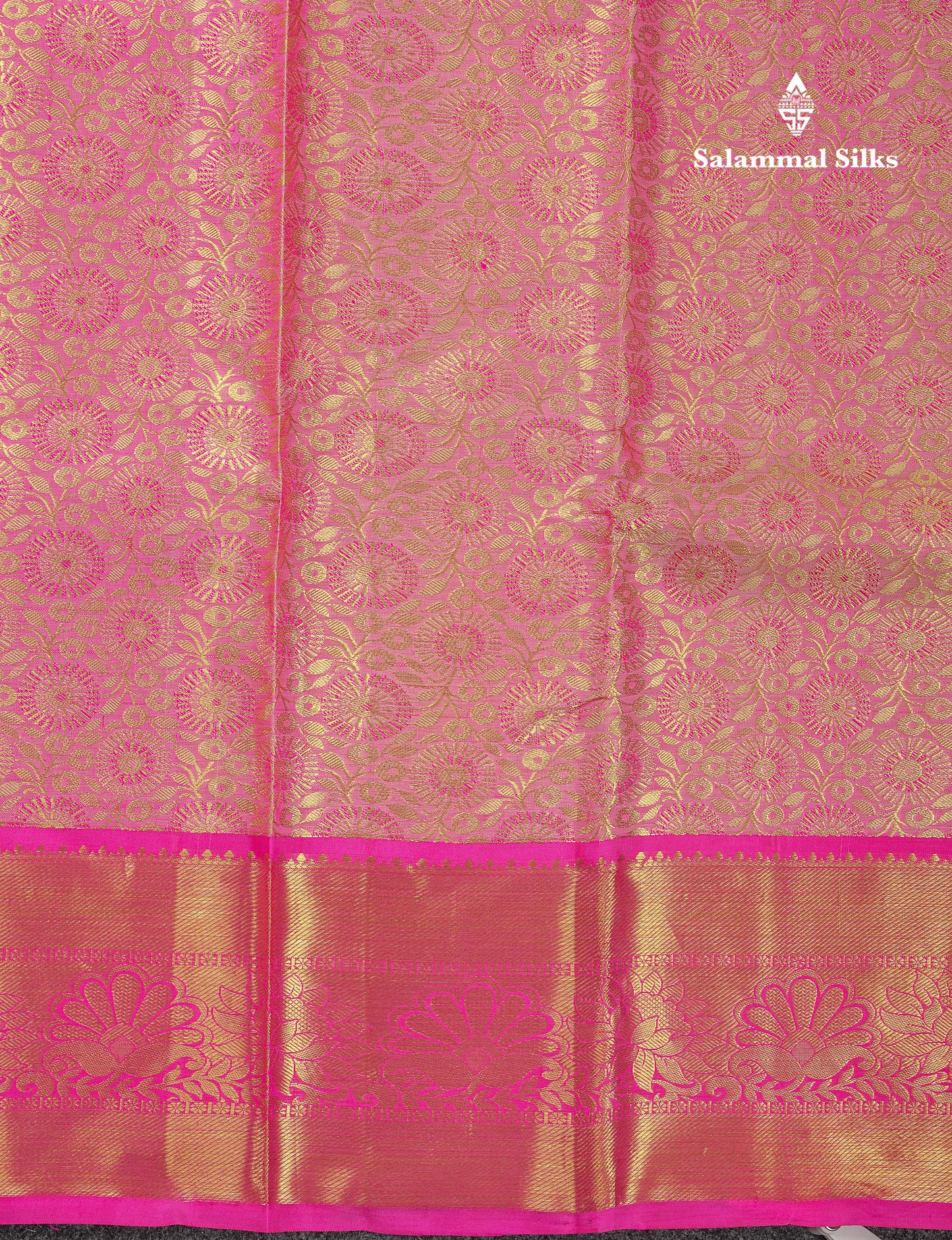 Beautiful Light Pink Tissue Bridal Pure Kanjivaram Silk Saree With Contrast Pink Traditional Border
