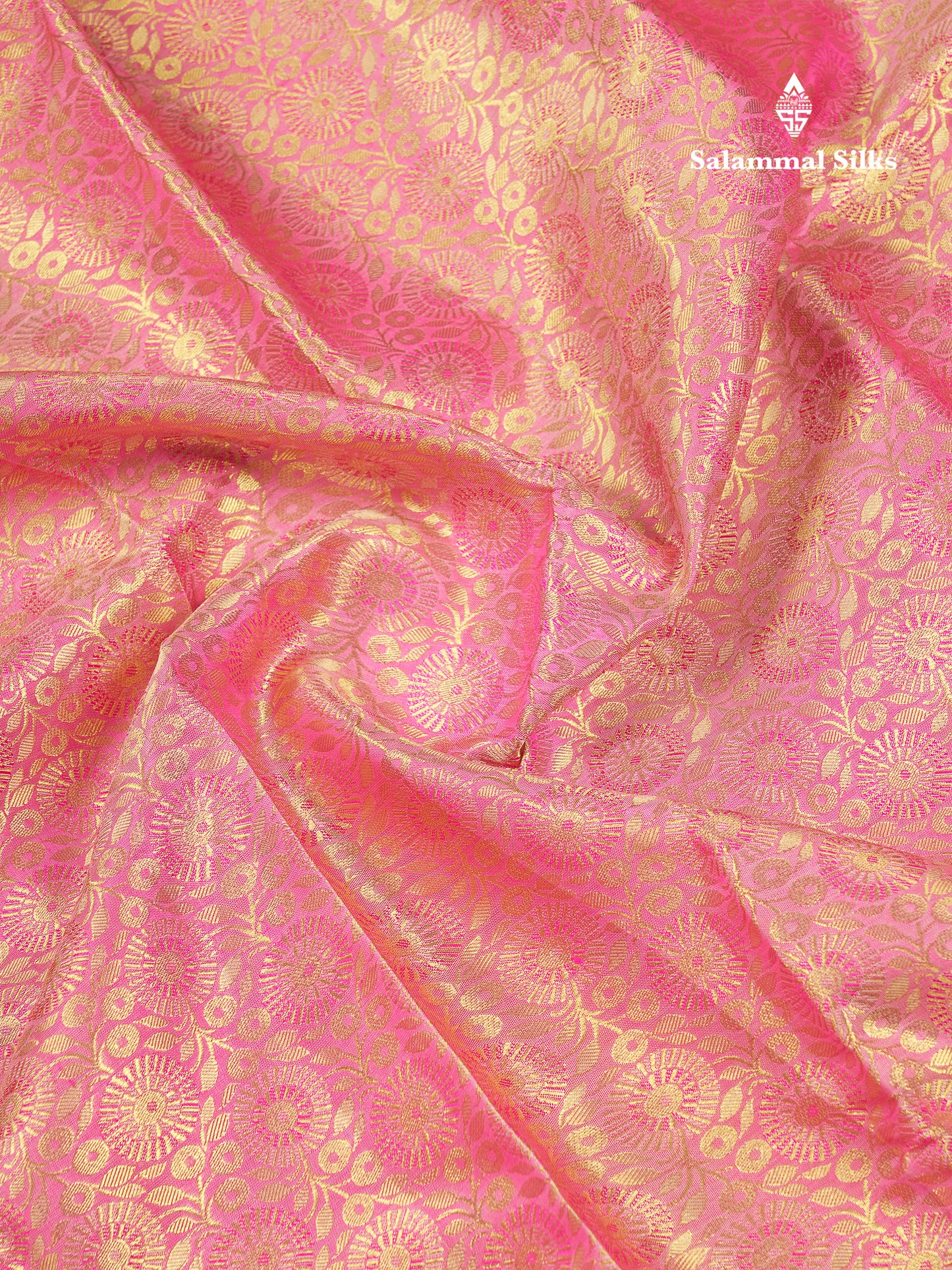 Beautiful Light Pink Tissue Bridal Pure Kanjivaram Silk Saree With Contrast Pink Traditional Border