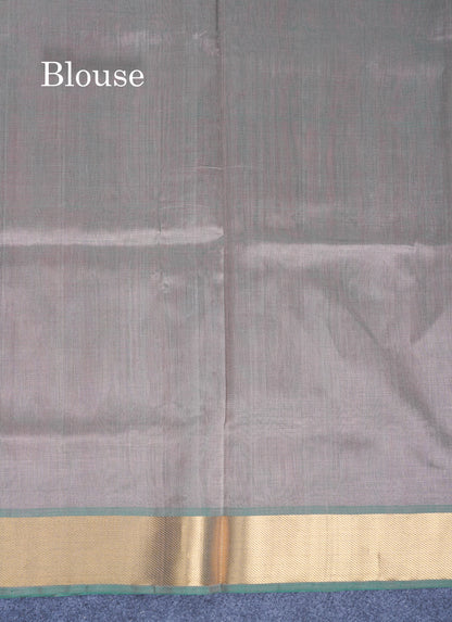 Onion Pink Pure Silk Cotton Saree With Contrast Light Green Blouse