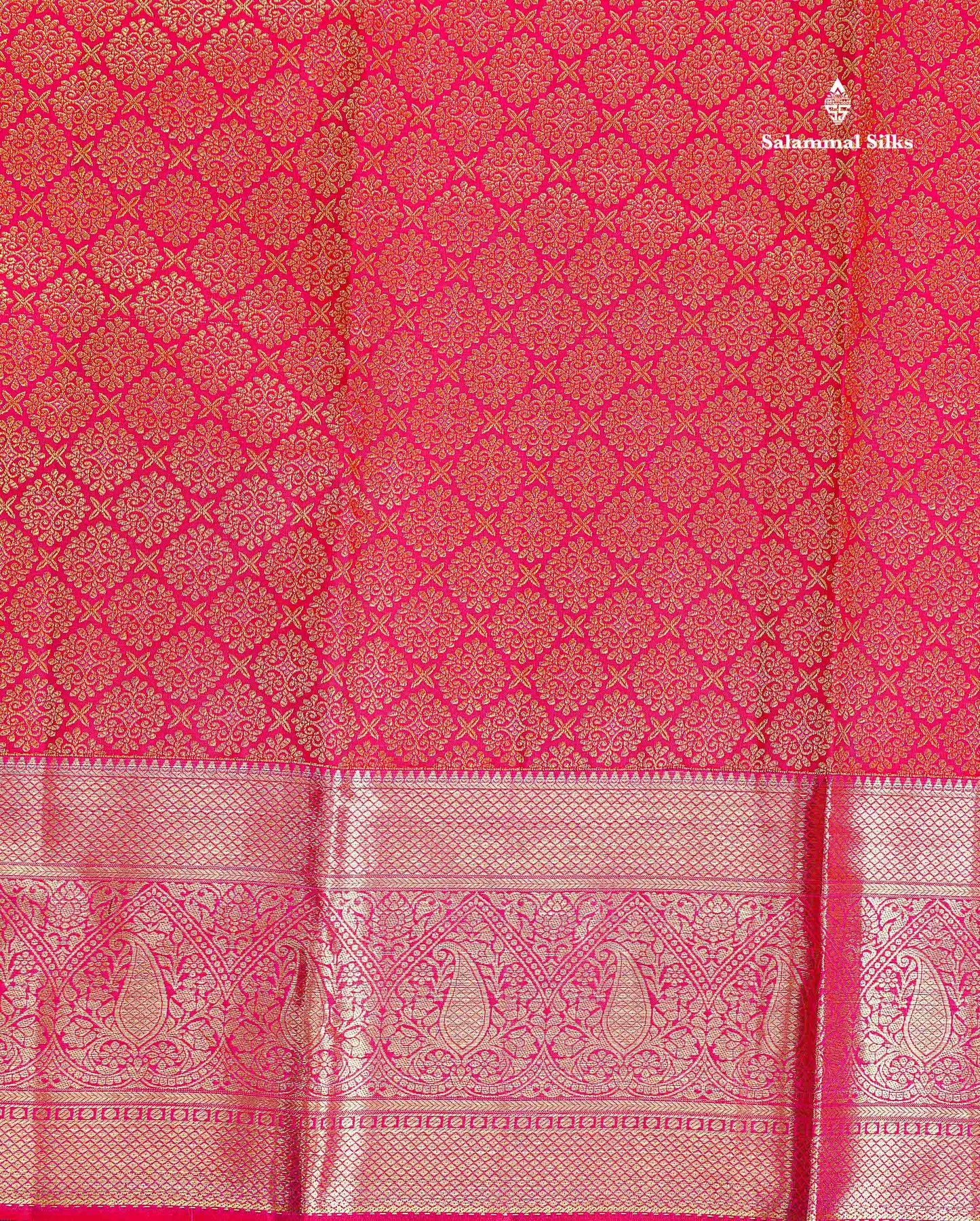 Bridal Pure Kanjivaram Silk Saree - Pinkish Red Colour Body With Traditional Border