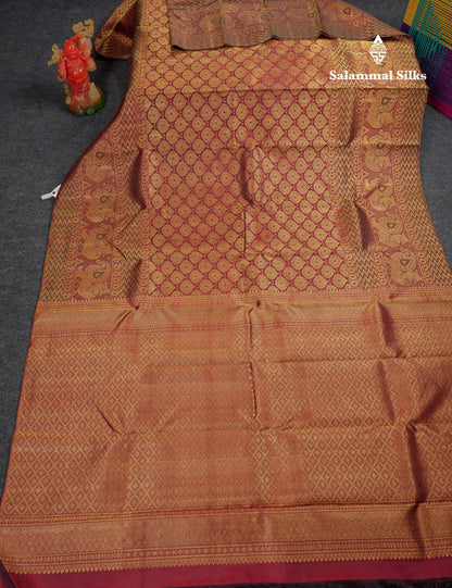 Beautiful Dark Maroon Menakari Work Bridal Pure Kanjivaram Silk Saree With Traditional Border