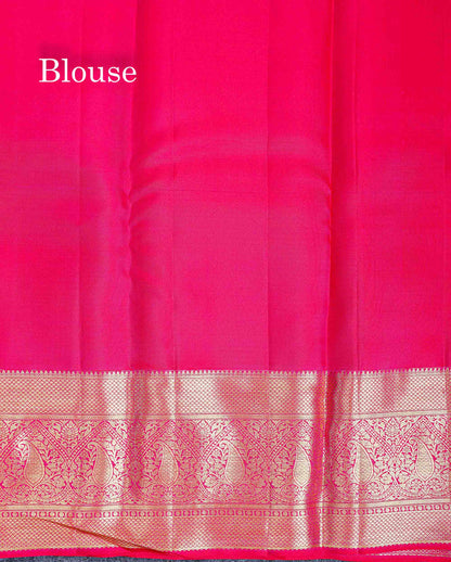 Bridal Pure Kanjivaram Silk Saree - Pinkish Red Colour Body With Traditional Border