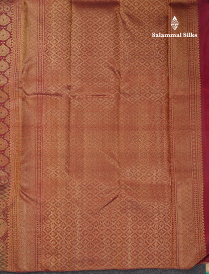 Beautiful Dark Maroon Menakari Work Bridal Pure Kanjivaram Silk Saree With Traditional Border