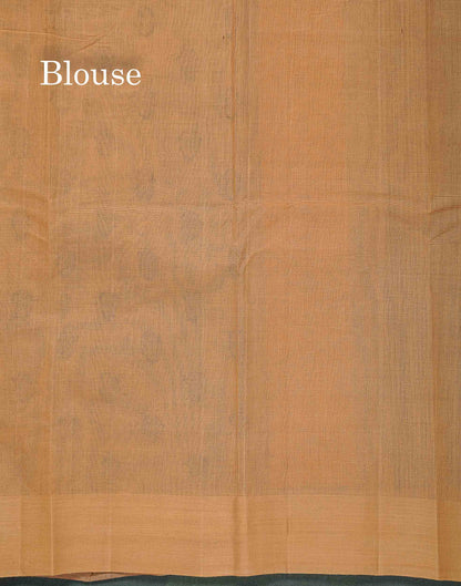 Handloom Pure Cotton Saree -  Brown Colour Body Thread Butta With Contrast Sandal Border