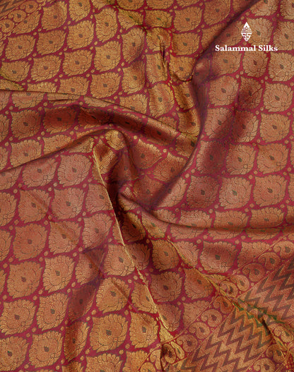 Beautiful Dark Maroon Menakari Work Bridal Pure Kanjivaram Silk Saree With Traditional Border