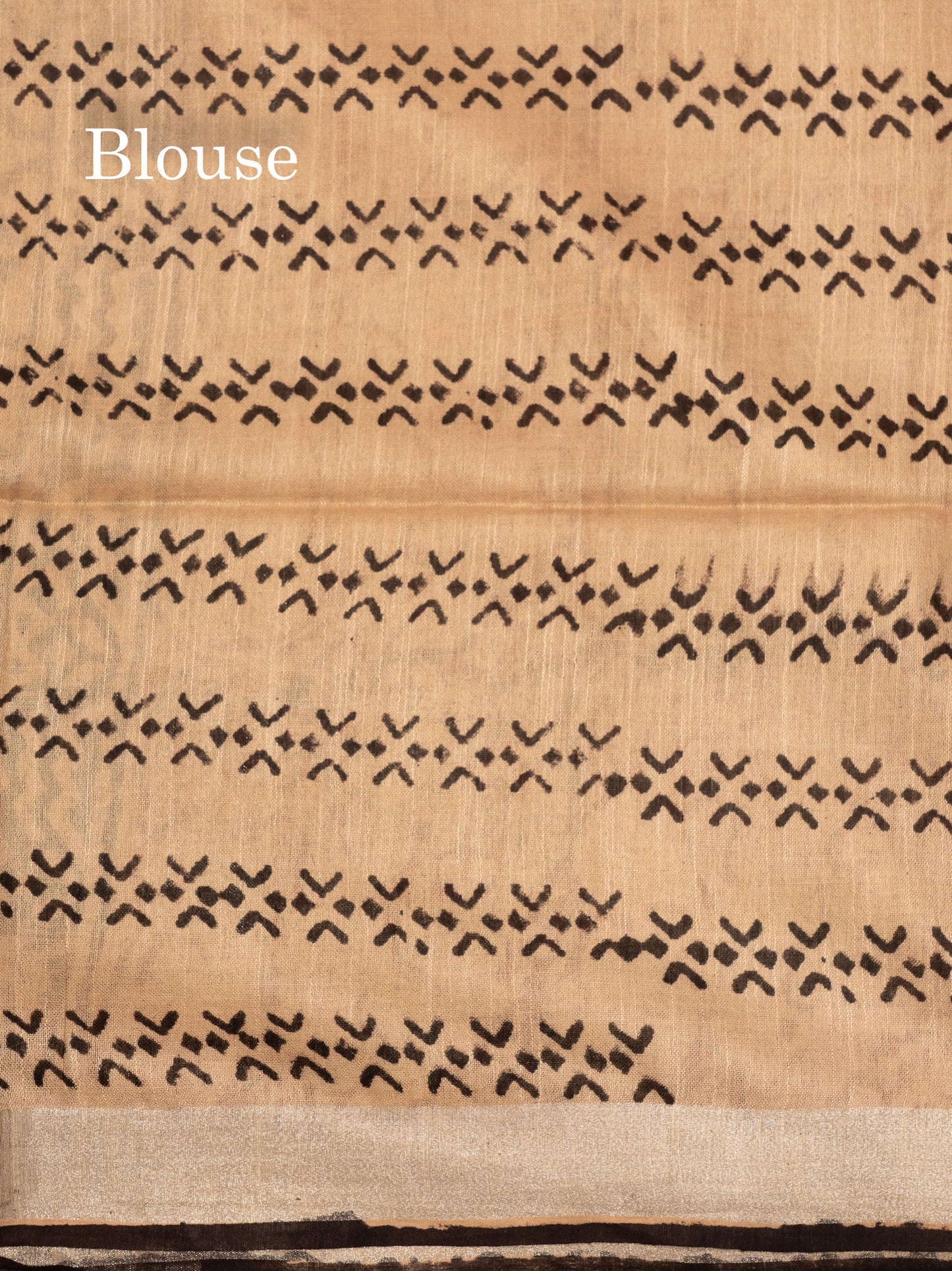 Sandal Colour Printed Pure Cotton Saree With Small Silver Zari Border