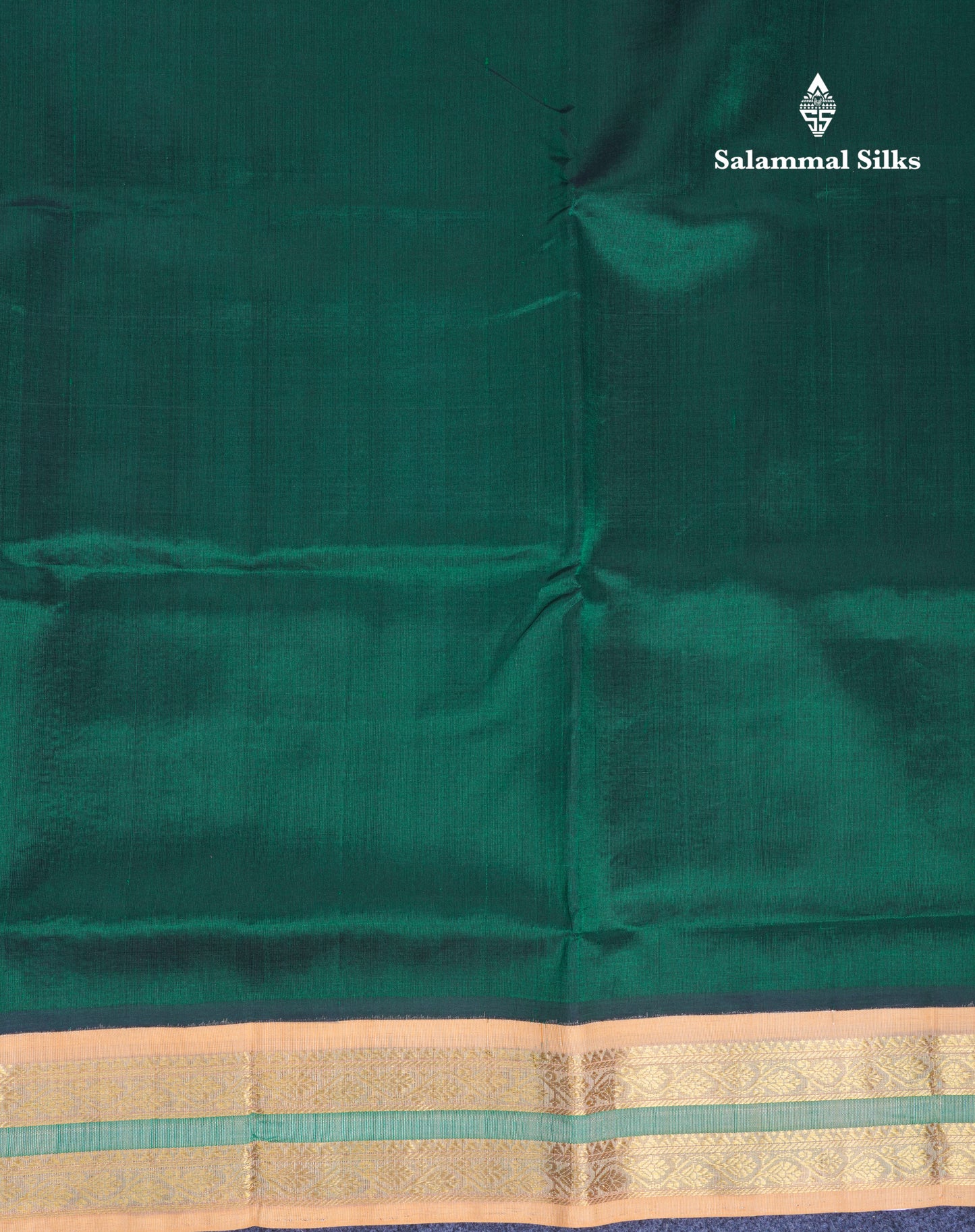 Bottle Green Plain Pure Silk Cotton Saree With Contrast Light Orange Traditional Border