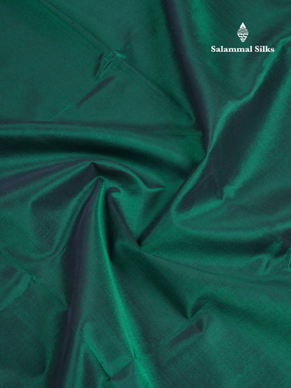 Bottle Green Plain Pure Silk Cotton Saree With Contrast Light Orange Traditional Border