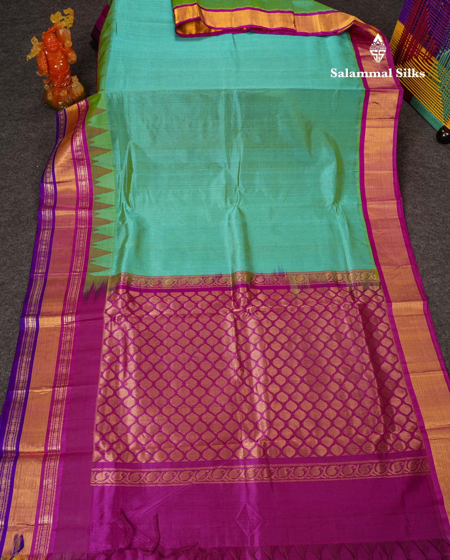 Beautiful Light Chocolate Plain Pure Silk Cotton Saree With Contrast Dark Brown Traditional Rettapet Border