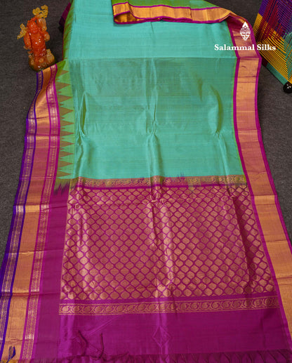 Beautiful Light Chocolate Plain Pure Silk Cotton Saree With Contrast Dark Brown Traditional Rettapet Border
