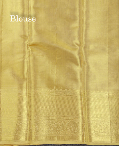 Beautiful Gold Tissue Bridal Pure Kanjivaram Silk Saree With Traditional Border