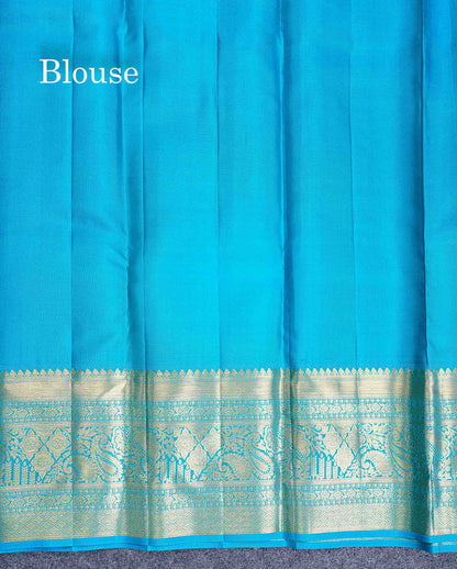 Bridal Pure Kanjivaram Silk Saree - Magenta Colour Body With Contrast Peacock Blue Evening Morning Border