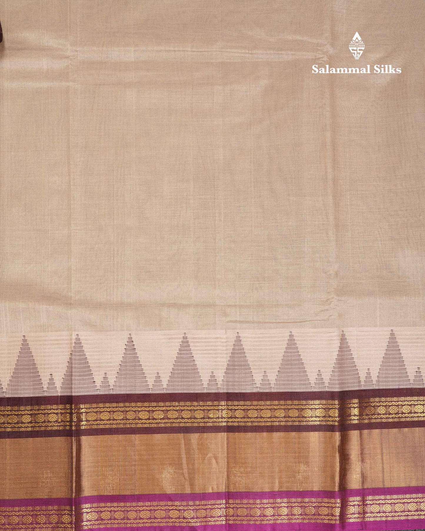 Beautiful Light Chocolate Plain Pure Silk Cotton Saree With Contrast Dark Brown Traditional Rettapet Border