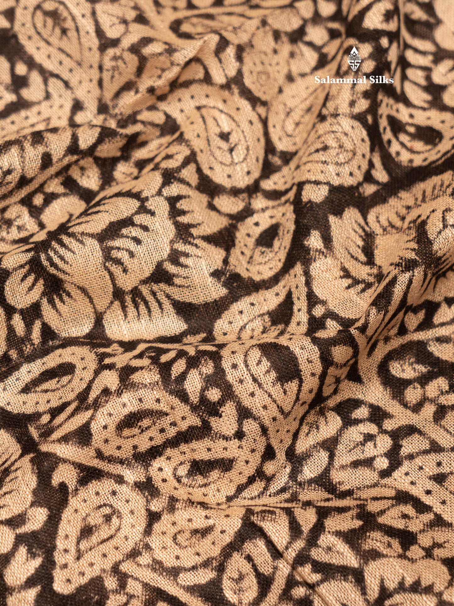 Black Colour Printed Pure Cotton Saree With Small Silver Zari Border