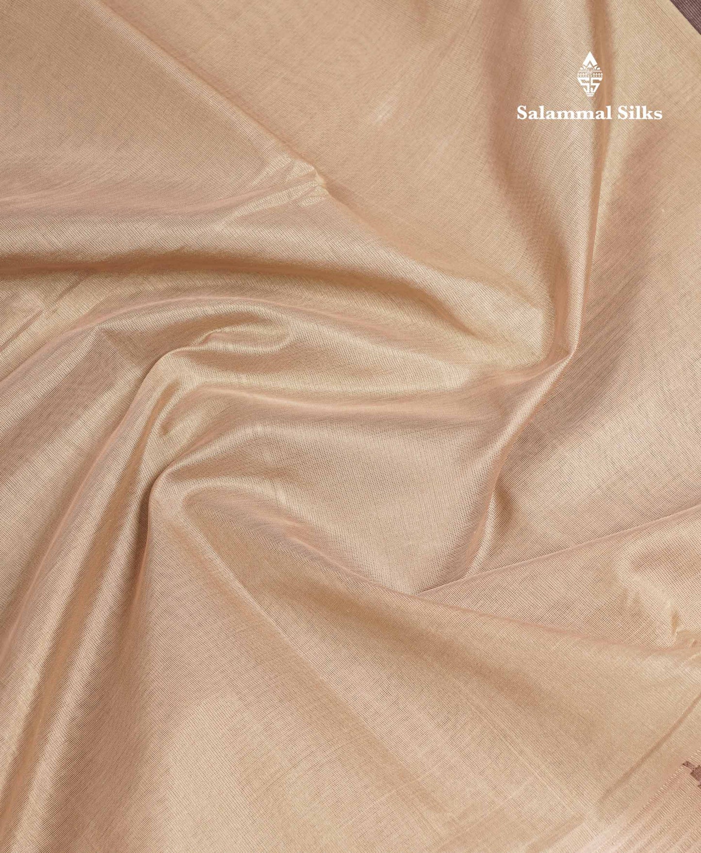 Beautiful Light Chocolate Plain Pure Silk Cotton Saree With Contrast Dark Brown Traditional Rettapet Border