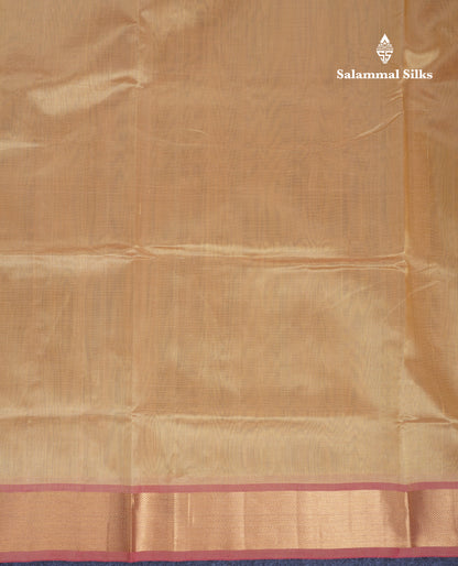 Sandal Plain Pure Silk Cotton Saree With Contrast Red Blouse