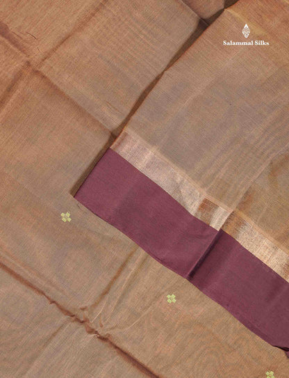 Handloom Pure Cotton Saree -  Half White Colour Body With Contrast Sandal Border
