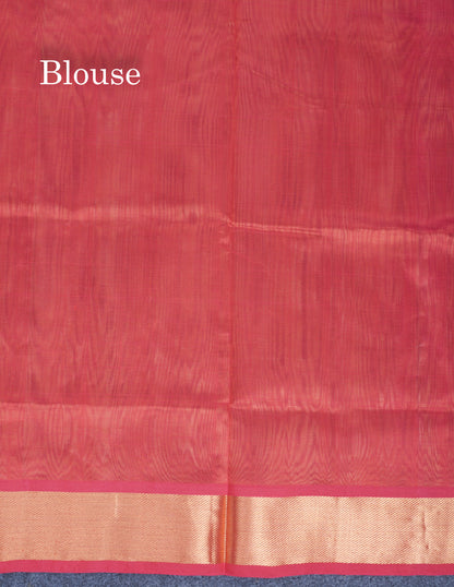 Sandal Plain Pure Silk Cotton Saree With Contrast Red Blouse