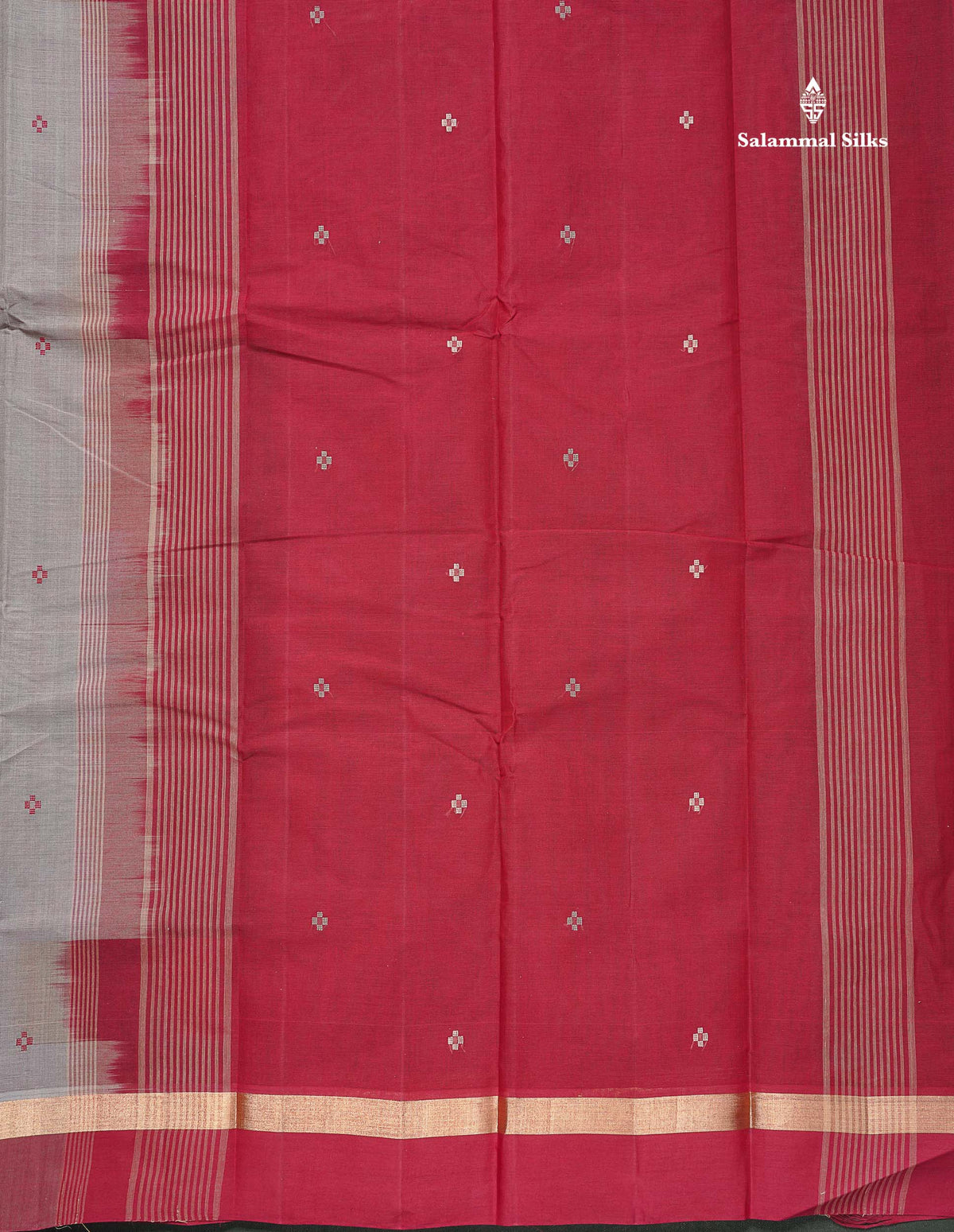 Handloom Pure Cotton Saree -  Half White Colour Body With Contrast Sandal Border