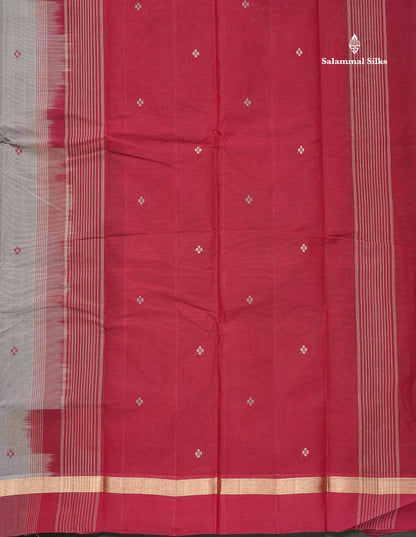 Handloom Pure Cotton Saree -  Half White Colour Body With Contrast Sandal Border
