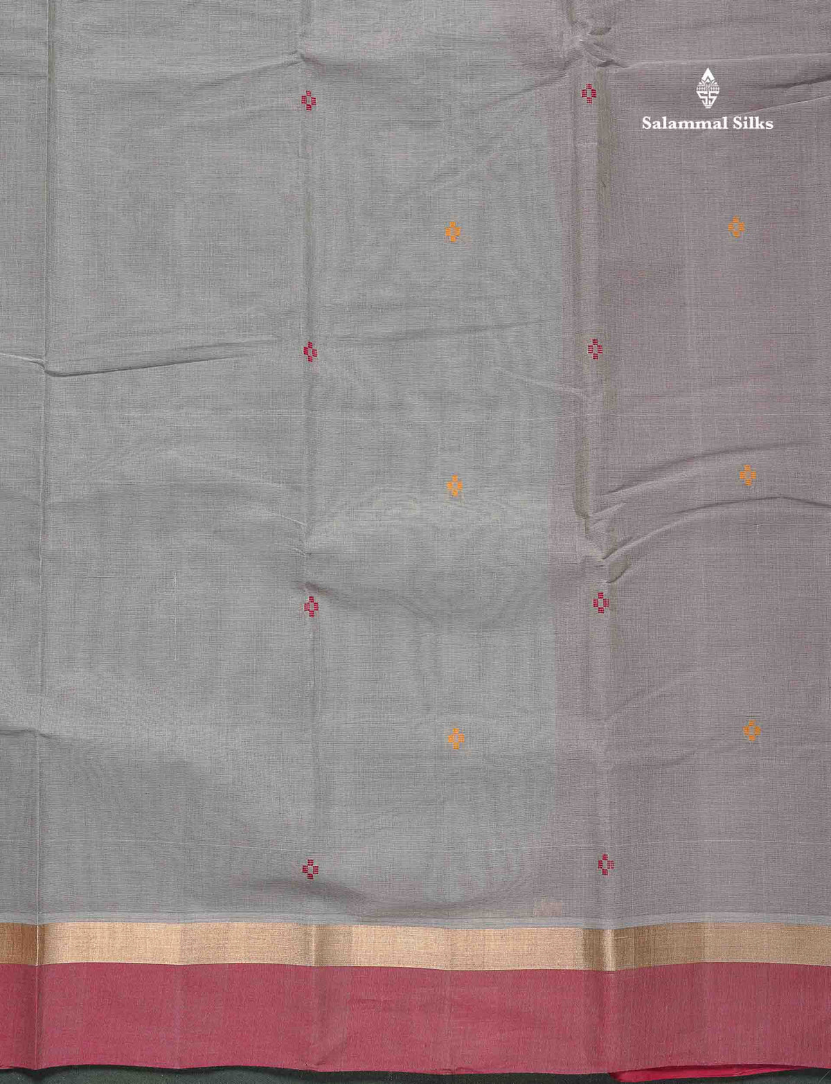Handloom Pure Cotton Saree -  Half White Colour Body With Contrast Sandal Border