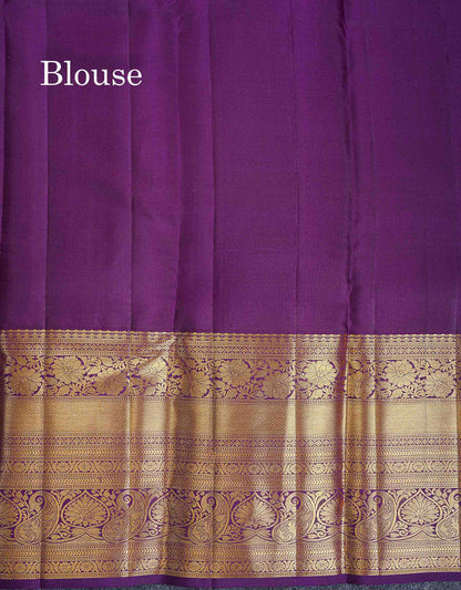 Bridal Pure Kanjivaram Silk Saree - Pista Green Colour Body With Contrast Dark Purple Evening Morning Border