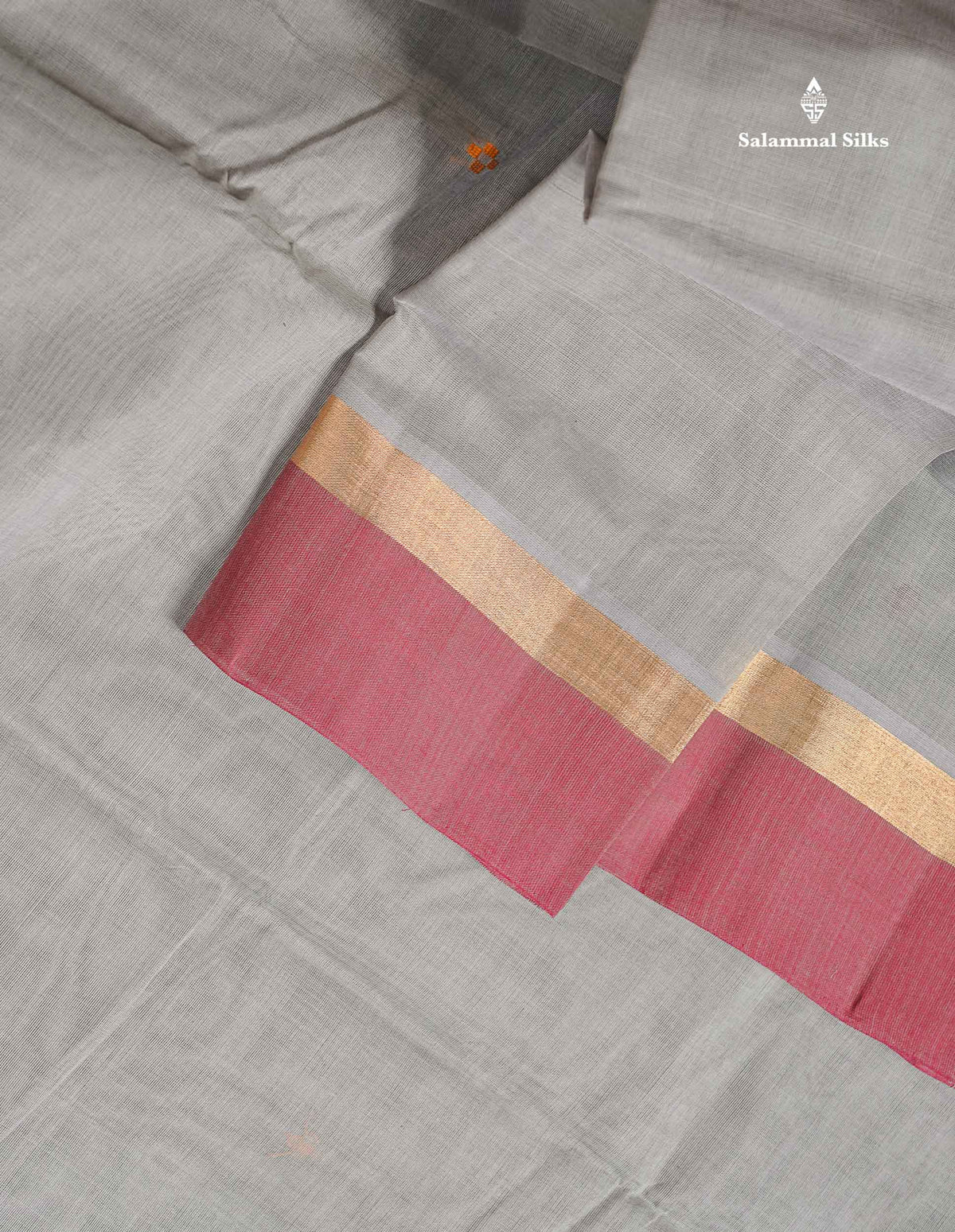 Handloom Pure Cotton Saree -  Half White Colour Body With Contrast Sandal Border