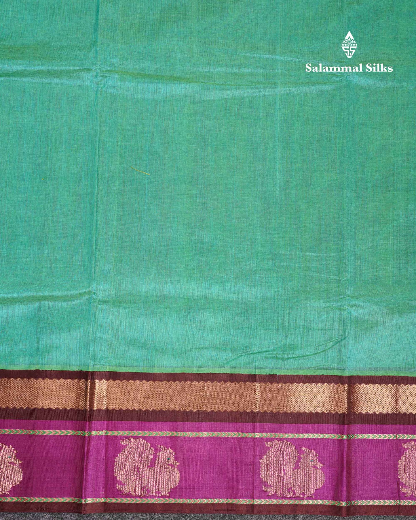 Beautiful Dual Tone Sapphire Green Pure Silk Cotton Saree With Contrast Vadamalli Traditional Border