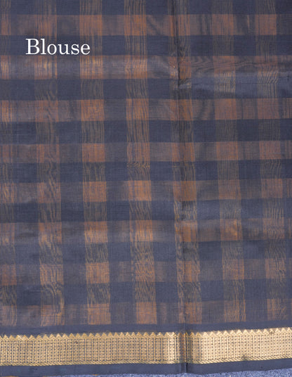 Beautiful Paalum Pazham Checks Pure Silk Cotton Saree With Contrast Black Blouse