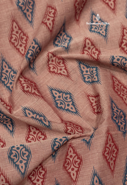 Pastel Blue Colour Printed Pure Cotton Saree With Ribbon Border