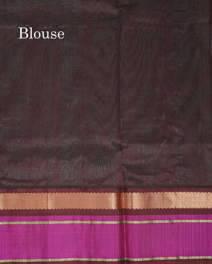 Beautiful Dual Tone Sapphire Green Pure Silk Cotton Saree With Contrast Vadamalli Traditional Border