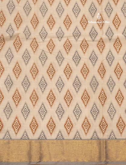 Pastel Blue Colour Printed Pure Cotton Saree With Ribbon Border