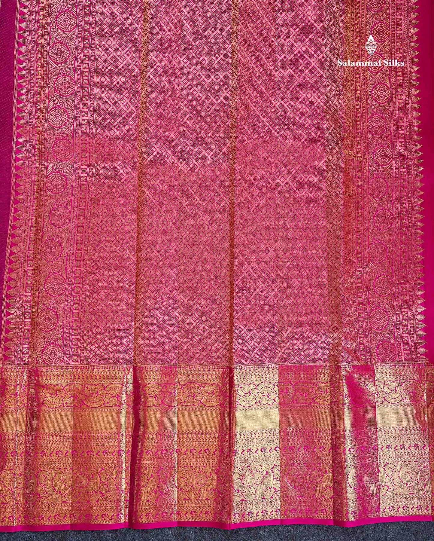Bridal Pure Kanjivaram Silk Saree - Navy Blue Colour Body With Contrast Pink Traditional Evening Morning Border
