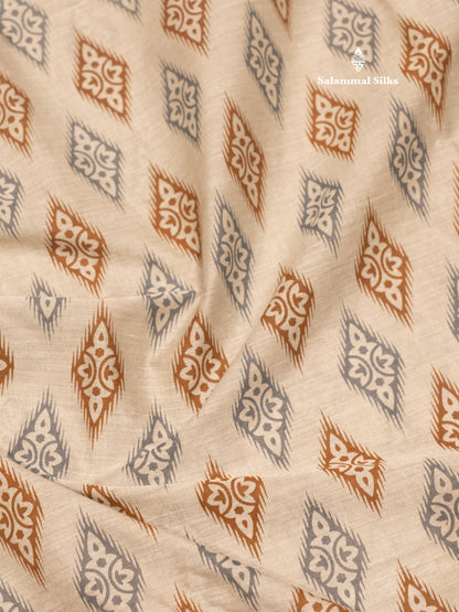 Pastel Blue Colour Printed Pure Cotton Saree With Ribbon Border