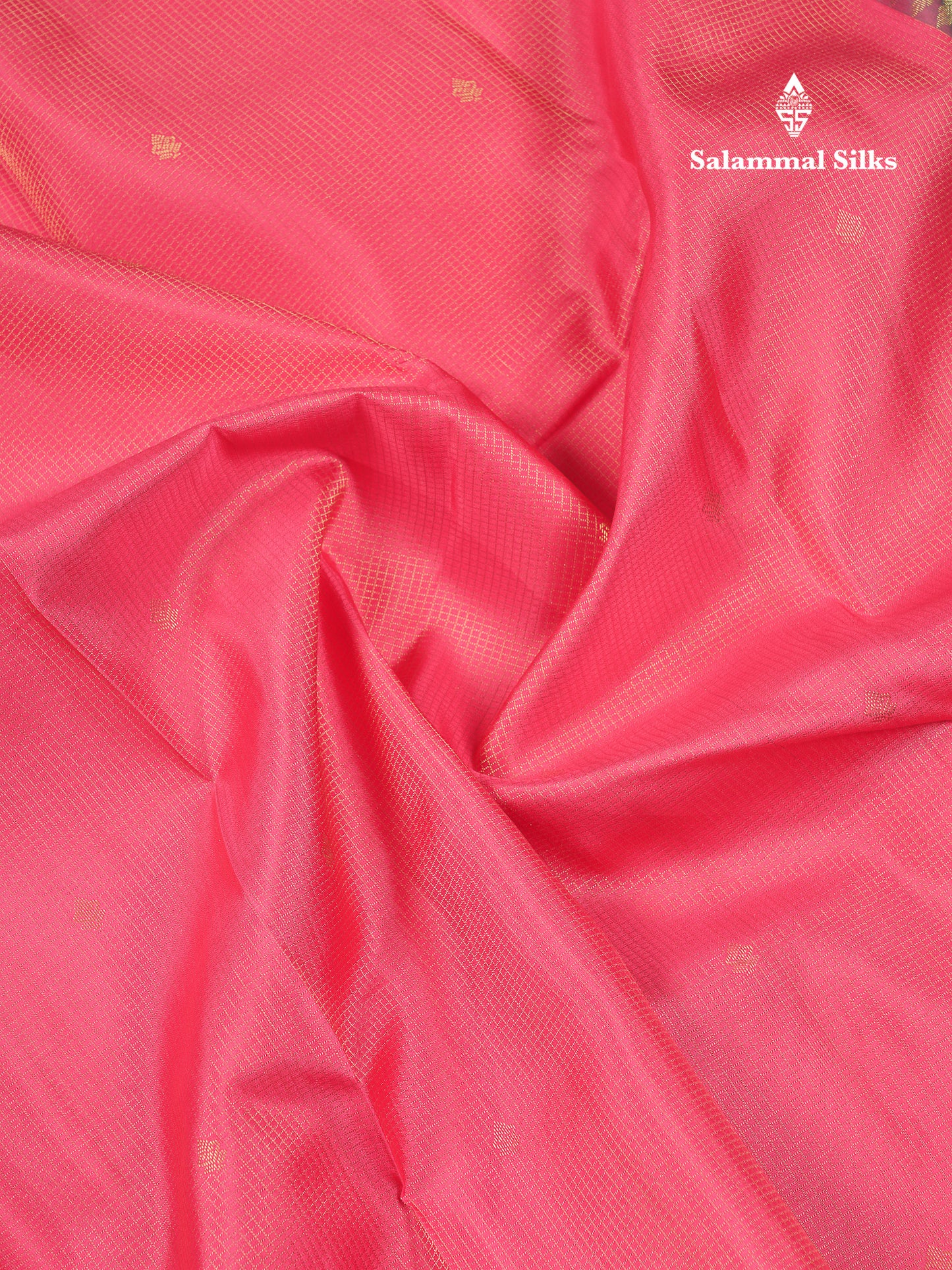 Beautiful Pink Tiny Zari Checks With Butta Pure Kanjivaram Silk Saree With Contrast Sapphire Green Blouse