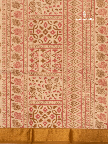 Pastel Blue Colour Printed Pure Cotton Saree With Ribbon Border
