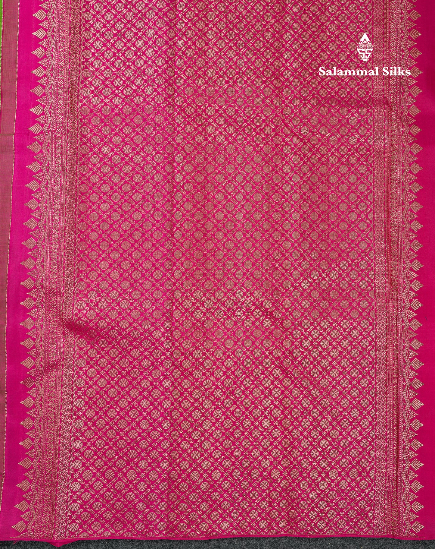 Beautiful Parrot Green Thread Work Butta Fancy Pure Kanjivaram Silk Saree With Contrast Pink Blouse