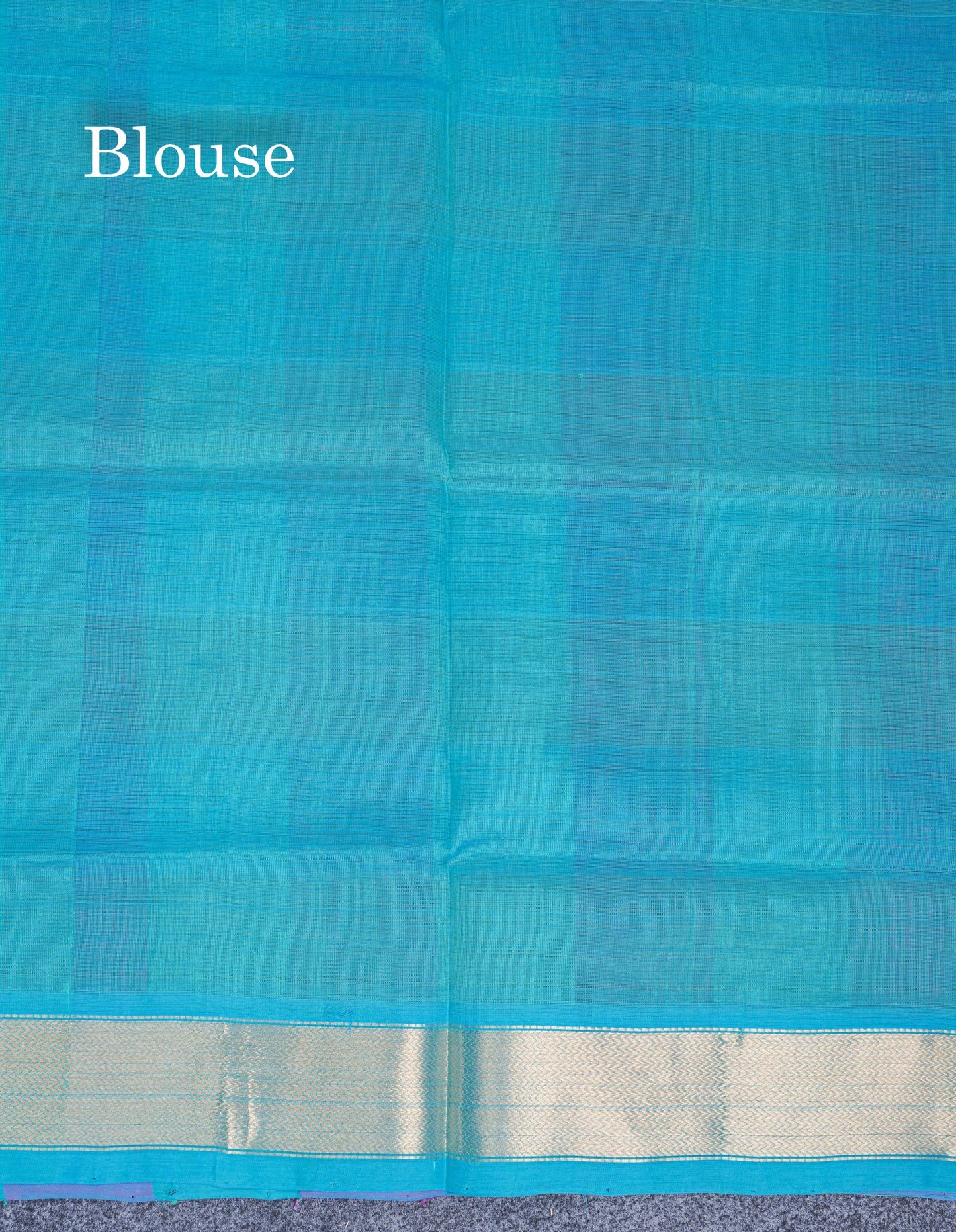 Paalum Pazham Checks Pure Silk Cotton Saree With Contrast Sapphire Blue Blouse