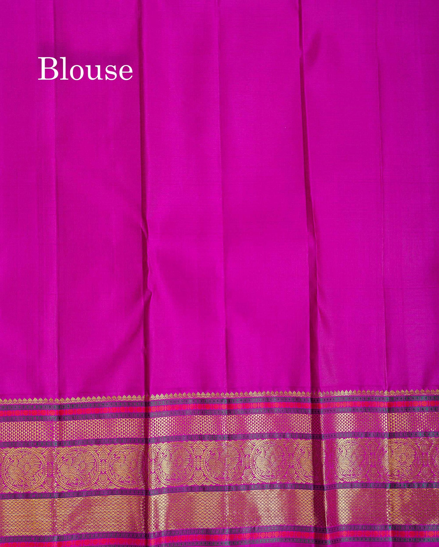 Korvai Pure Kanjivaram Silk Saree - Greenish Grey Colour Body With Contrast Magenta Pink Traditional Evening Morning Border