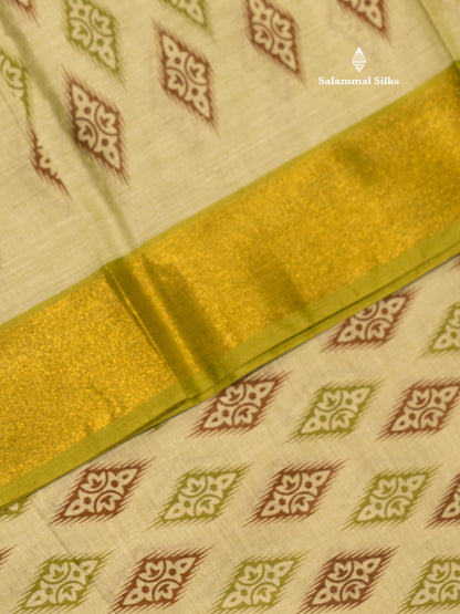 Pastel Blue Colour Printed Pure Cotton Saree With Ribbon Border