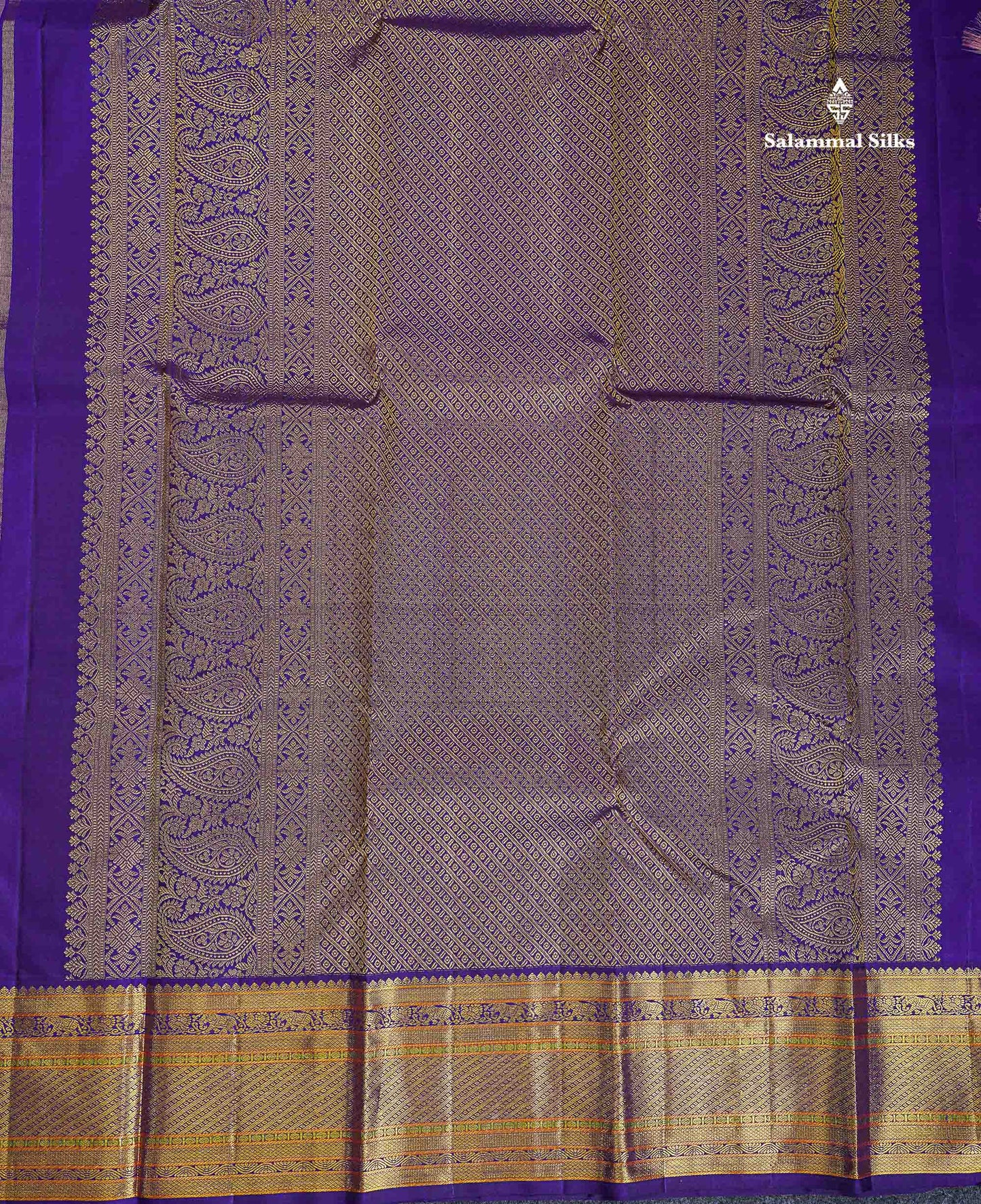 Korvai Pure Kanjivaram Silk Saree - Baby Pink Colour Body With Contrast Purple Traditional Evening Morning Border