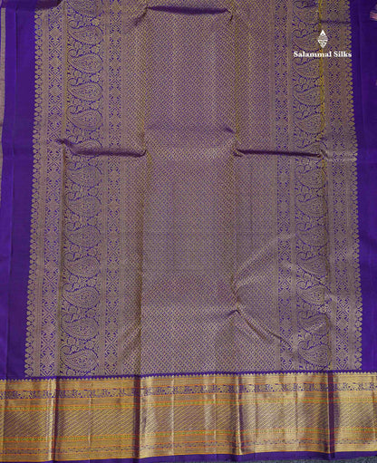 Korvai Pure Kanjivaram Silk Saree - Baby Pink Colour Body With Contrast Purple Traditional Evening Morning Border
