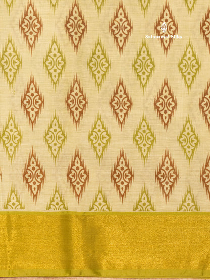 Pastel Blue Colour Printed Pure Cotton Saree With Ribbon Border