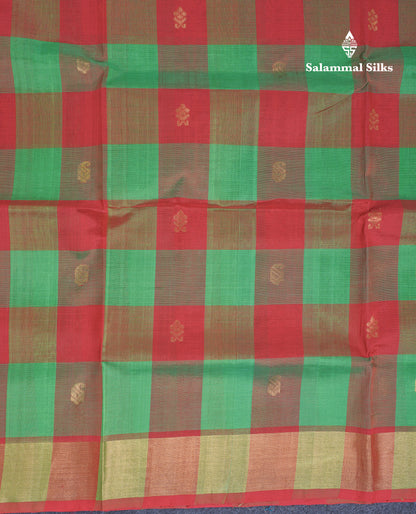 Paalum Pazham Checks Pure Silk Cotton Saree With Contrast Mustard Yellow Blouse