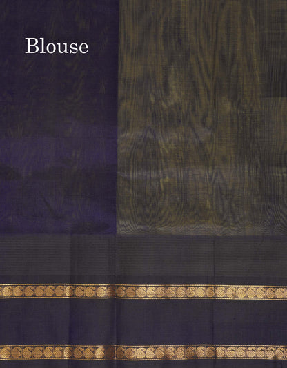 Beautiful Lemon Yellow Zari Mango Butta Pure Silk Cotton Saree With Contrast Dark Navy Blue Traditional Gap Border