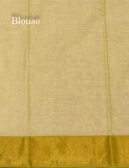 Pastel Blue Colour Printed Pure Cotton Saree With Ribbon Border