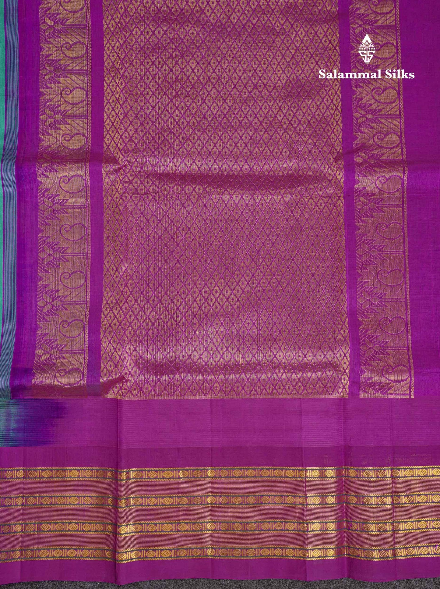 Beautiful Sapphire Green Plain Pure Silk Cotton Saree With Contrast Vadamalli Traditional Evening Morning Border