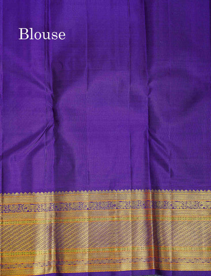 Korvai Pure Kanjivaram Silk Saree - Baby Pink Colour Body With Contrast Purple Traditional Evening Morning Border