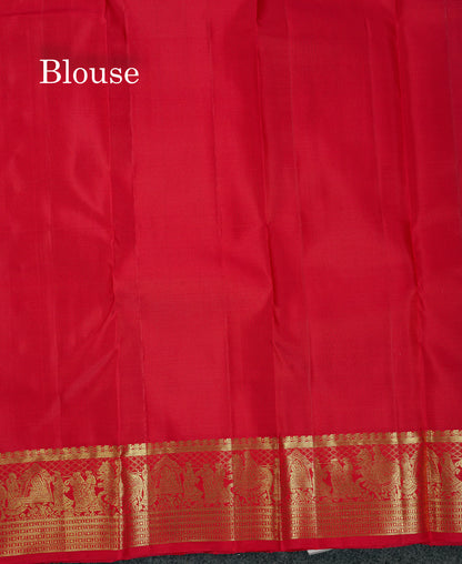 Beautiful Maroon Pure Kanjivaram Silk Saree With Contrast Chilly Red Traditional Pallaku Border