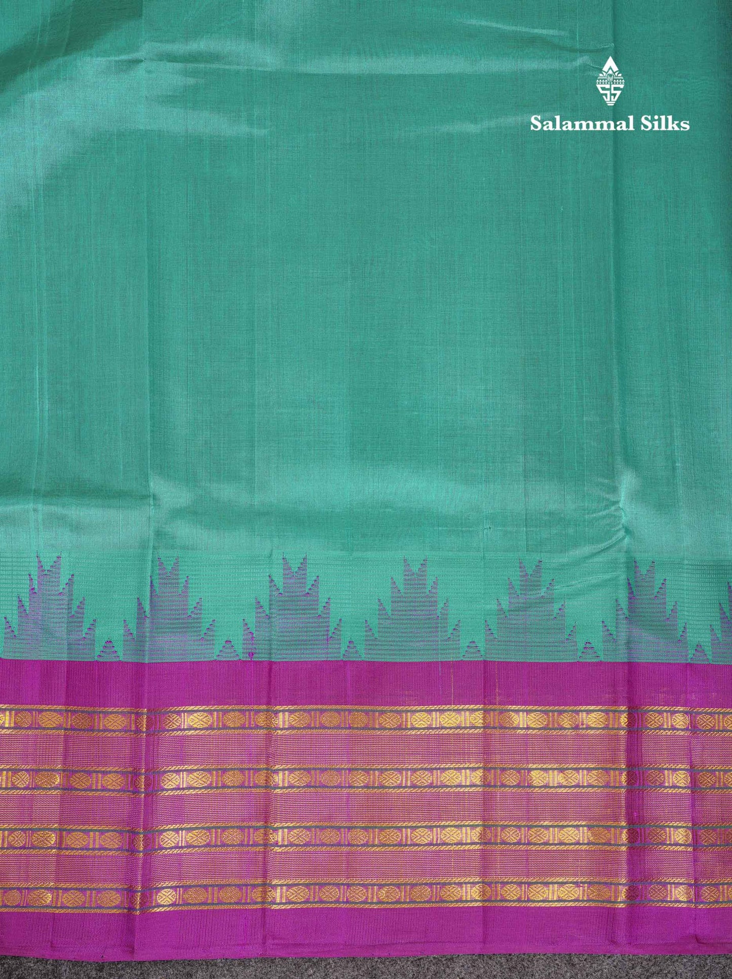 Beautiful Sapphire Green Plain Pure Silk Cotton Saree With Contrast Vadamalli Traditional Evening Morning Border